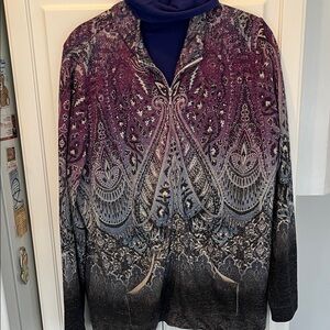 Chicos Zenergy Tunic Zipper Jacket-Size 2=12/14